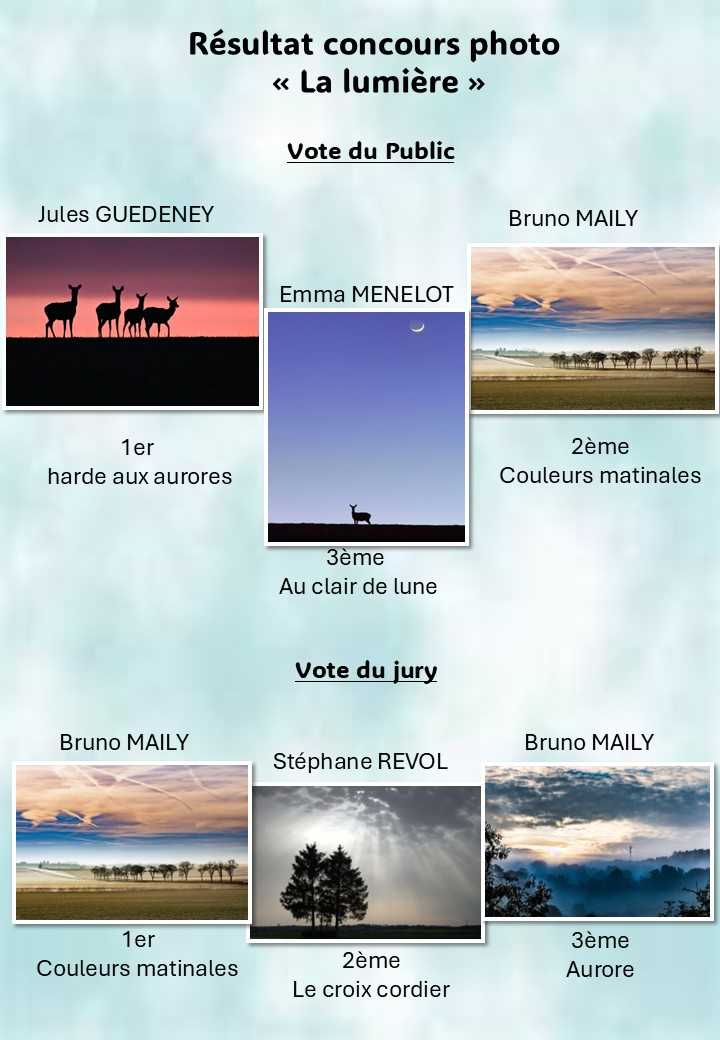 Résultat concours « La lumière »